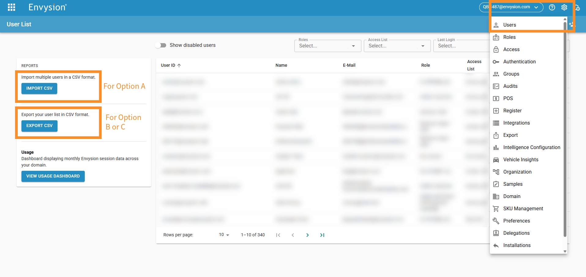 Bulk User Management via CSV Import - Envysion Learning